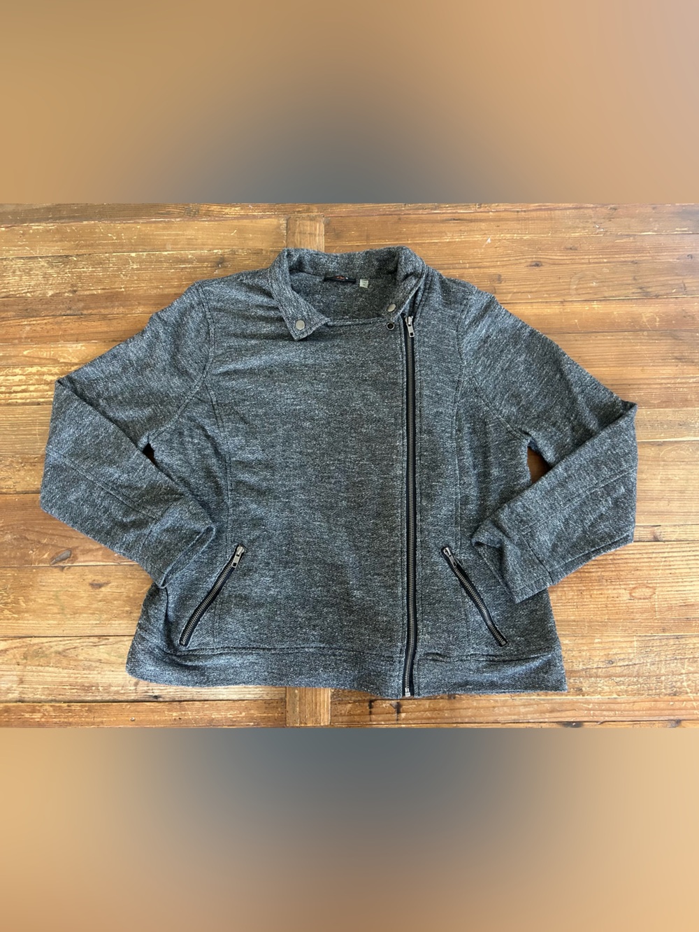 Dex Dark Gray Zip-Up Knit Jacket